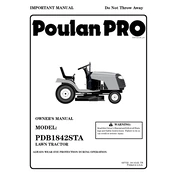 Poulan Pro PDB1842STA Tractor manual cover