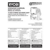 Ryobi P721 Light manual cover