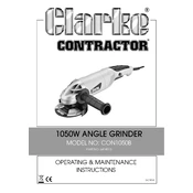 Clarke 6474010 CON1050B 1050W Angle Grinder manual cover