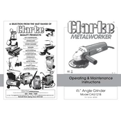 Clarke 6470125 CAG121B 4.5 Inches Angle Grinder manual cover