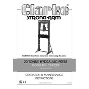 Clarke 7614052 CSA20EP 20 Tonne Hydraulic Press manual cover