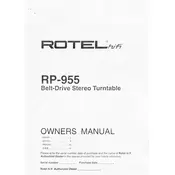 Rotel RP-955 Turntable manual cover