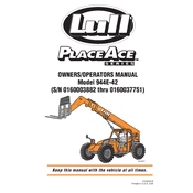 Lull 944E-42 S-N 0160003882 Forklift Operators manual cover