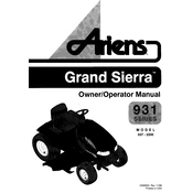 Ariens 931 Series 931037 Tractor manual cover