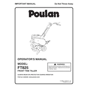 Poulan Pro FT825 Tiller manual cover