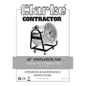 Clarke 3230285 CON500 110V 20 Inch Ventilation Fan manual cover