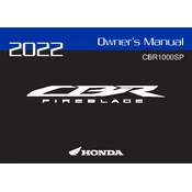 Honda CBR1000SP Fireblade 2022 Motorcycle manual cover