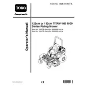 Toro Titan HD 1500 74453TE Mower manual cover