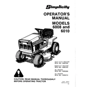 Simplicity 6008 Tractor manual cover