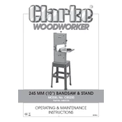 Clarke 6460135 CBS250 245mm 10 Inch Bandsaw Stand manual cover