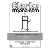 Clarke 7613020 CSA12F 12 Tonne Hydraulic Press manual cover