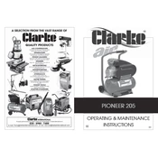 Clarke 2320200 Pioneer 205 Air Compressor manual cover