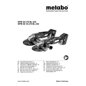 Metabo WPB 36 LTX BL 230 Grinder manual cover