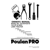 Poulan Pro CO185H42STB Tractor manual cover