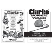 Clarke 7333055 Jetstar 1700 Power Washer manual cover