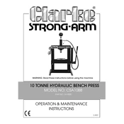 Clarke 7614020 CSA10BB 10 Tonne Hydraulic Bench Press manual cover