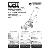 Ryobi P1108 Mower manual cover