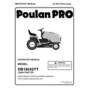 Poulan Pro DB18542YT Tractor manual cover