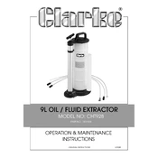 Clarke 1801928 CHT928 9L Oil Fluid Extractor manual cover