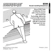 Shure E500 Earphones manual cover