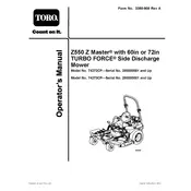 Toro Z Master Turbo Force Z550 74272CP Mower manual cover