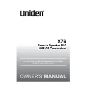 Uniden X76 Transceiver manual cover