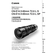 Canon CN-E14.5-60mm T2.6 L SP manual cover