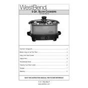 West Bend L5560H 84905 Slow Cooker manual cover