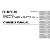 Fujifilm X-Mount Prime XF80mmF2.8 R LM OIS WR Macro Lens manual cover