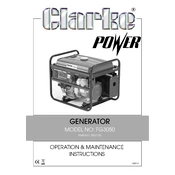 Clarke 8857705 FG3050 Generator manual cover