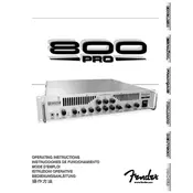 Fender 800 PRO 2146800000 120V 60Hz USA Amplifier manual cover