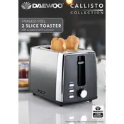 Daewoo Callisto 2 Slice Toaster SDA1852 Toaster manual cover