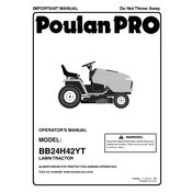 Poulan Pro BB24H42YT Tractor manual cover