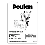 Poulan Pro PO5524 Snow Blower manual cover