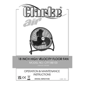 Clarke 3231530 CFF18B100 18 Inch High Velocity Floor Fan manual cover