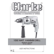 Clarke 6480210 CHD1050 1050 Watt Hammer Drill manual cover