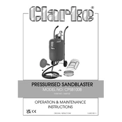 Clarke 7640133 CPSB100B Pressurised Sandblaster manual cover