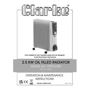 Clarke 6934007 OFR13 250 2.5KW Oil Filled Radiator manual cover