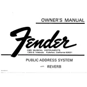 Fender Public Address System with Reverb PA System manual cover