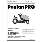 Poulan Pro PGBT22H48 Tractor manual cover