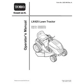 Toro LX425 13BX60RG748 Tractor manual cover