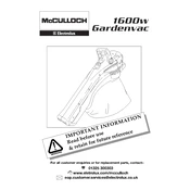 McCulloch 1600 Gardenvac manual cover