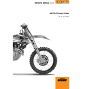 KTM SX‑F 450 Factory Edition 2016 Motorcycle manual cover