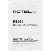 Rotel RB-951 Amplifier manual cover