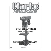 Clarke 6505520 CDP151B 13mm Drill Press manual cover