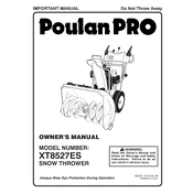 Poulan Pro XT8527ES Snow Thrower manual cover