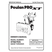 Poulan Pro XT827ES Snow Thrower manual cover