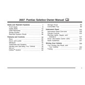 Pontiac Solstice 2007 manual cover