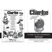 Clarke 2320210 Pioneer 210 Oil Free Air Compressor manual cover