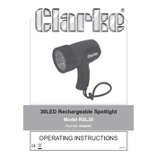 Clarke 5460482 RSL30 30 LED Rechargeable Spotlight manual cover